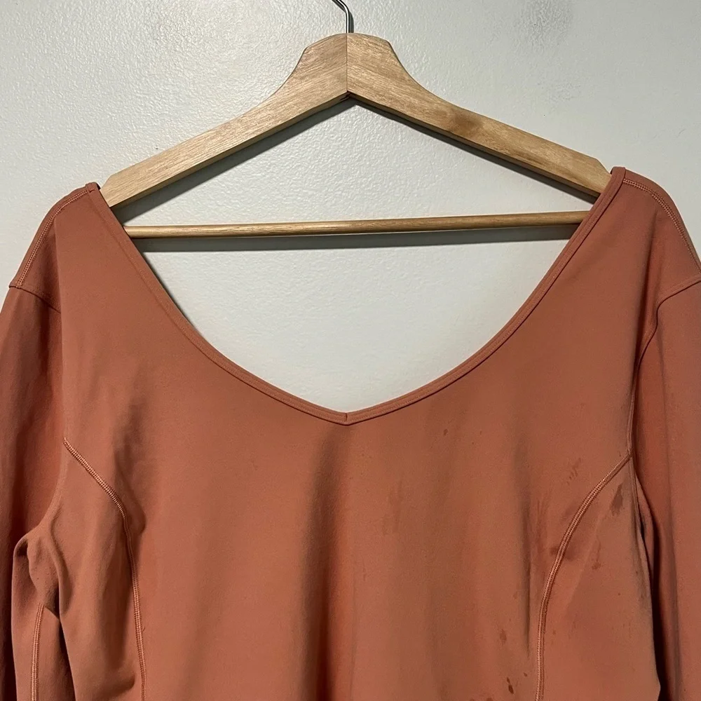 Lululemon Rust Orange Long Sleeve Scoop Back Crop Top